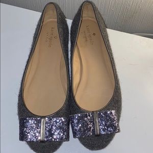 Kate Spade sparkly bow ballet flats in whool